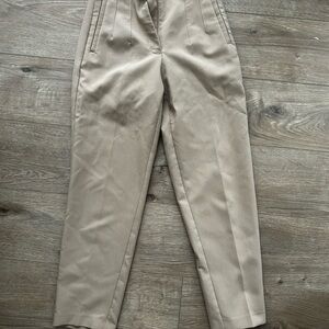 Zara Cropped High-Waist Tailored Pants in Beige